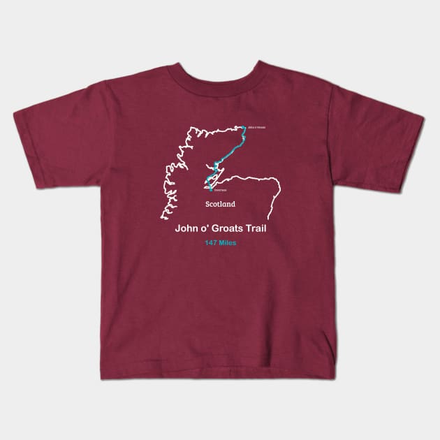 John O'Groats Trail in Scotland Kids T-Shirt by numpdog